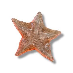 Vintage Pink Starfish Glass Trinket Tray